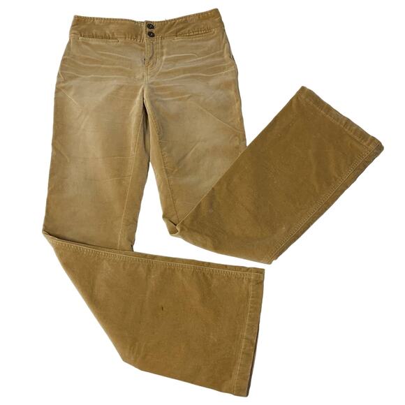 EXPRESS Stretch Tan Velvet Flare Pants Size 3/4 - Picture 1 of 8